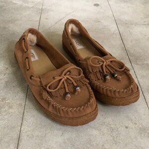 UGG Tan Fringe Moccasins